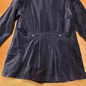 Isabella Bird dark blue 100% cotton velveteen button front jacket EUC